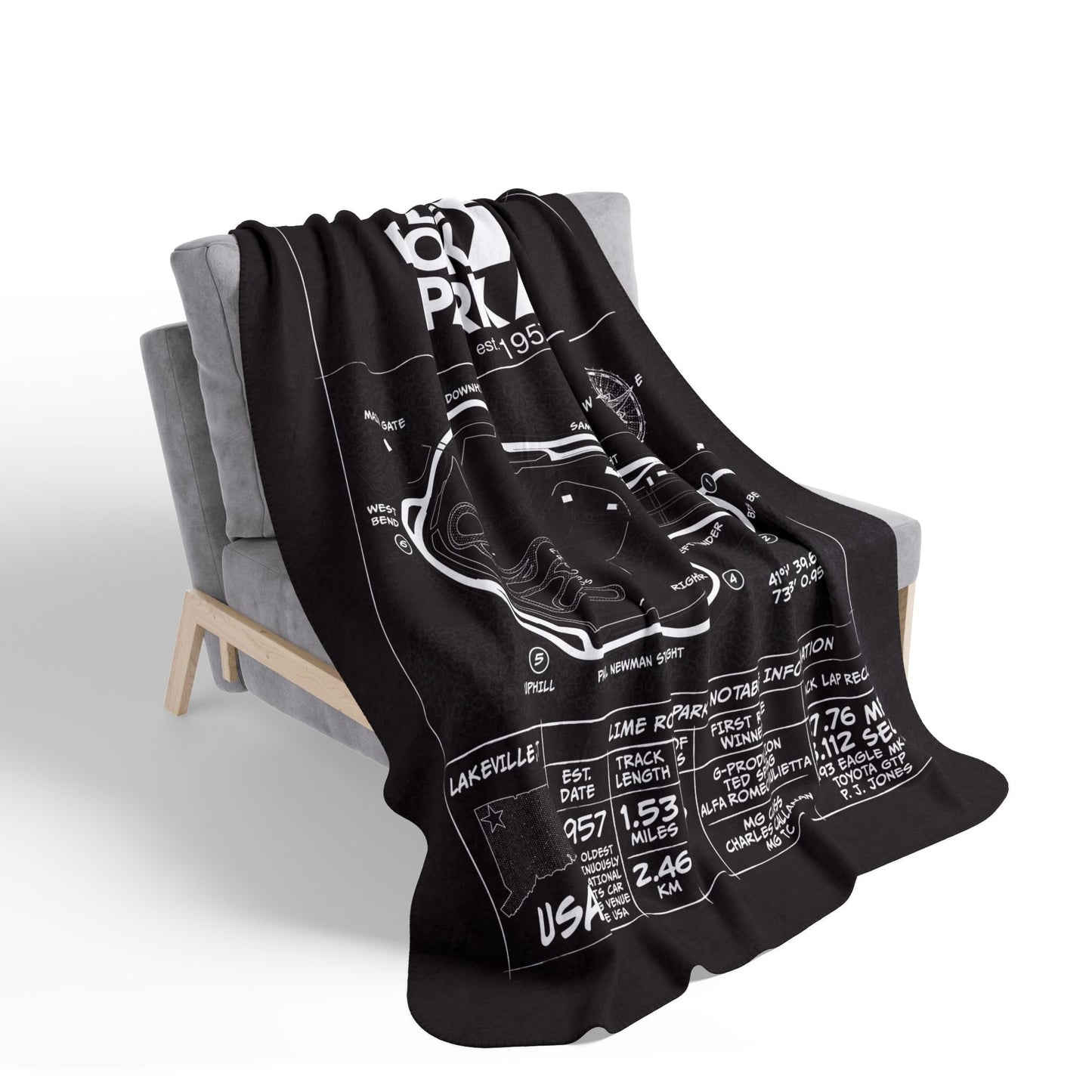 Lime Rock Park Track Map Fleece Sherpa Blanket