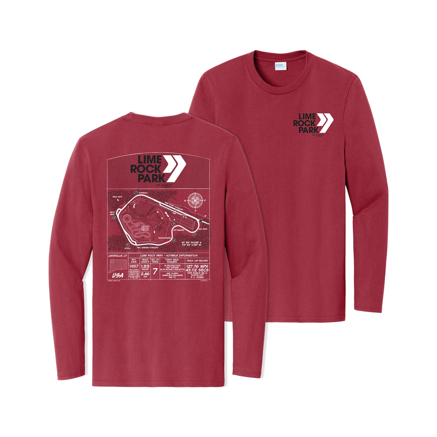 Lime Rock Park Long Sleeve Blueprint Tee - Red