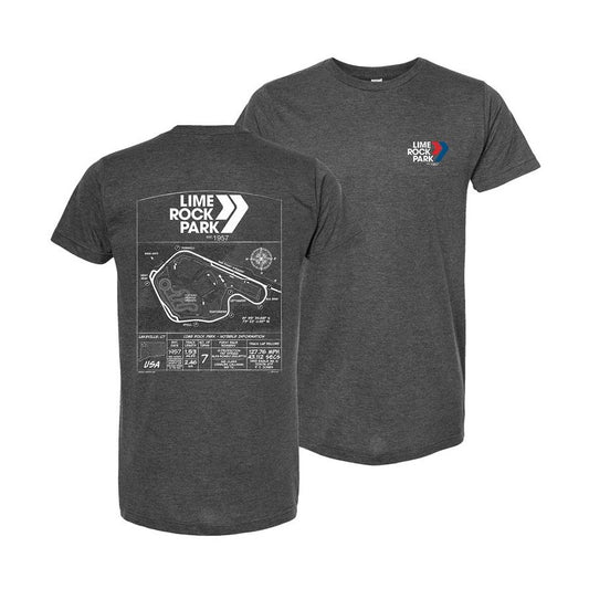Lime Rock Park Blueprint Tee - Heather Charcoal