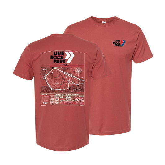 Lime Rock Park Blueprint Tee - Terracotta