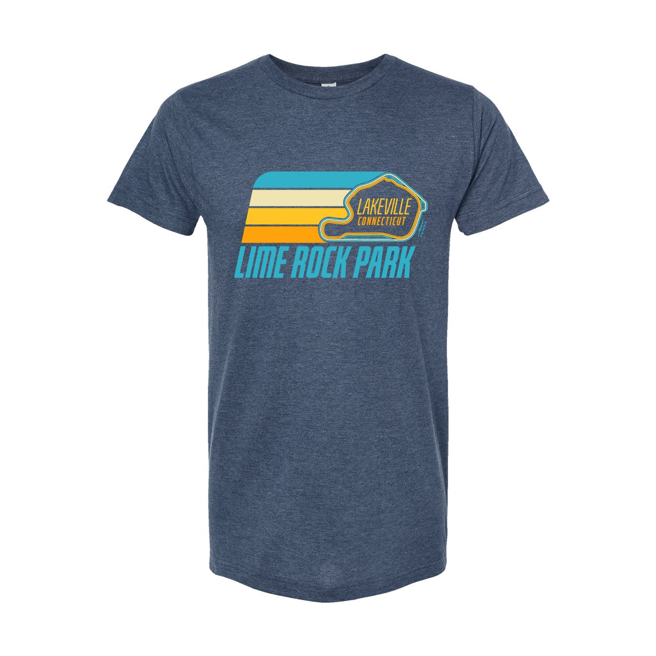 Lime Rock Park Retro Design Tee - Heather Denim