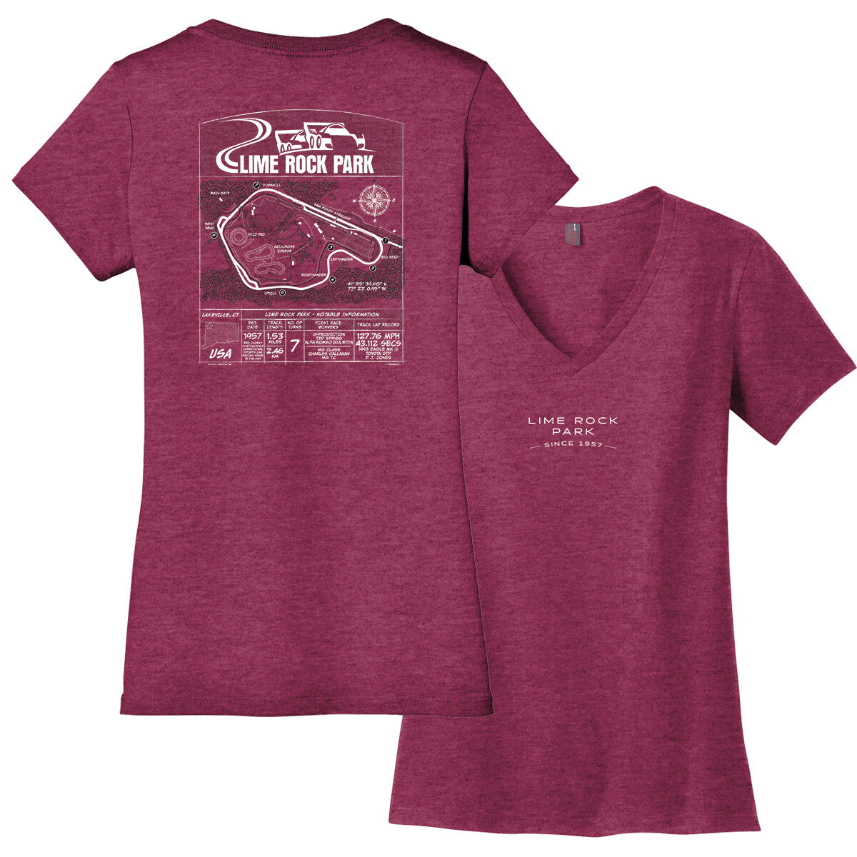 Ladies V-neck T - Berry