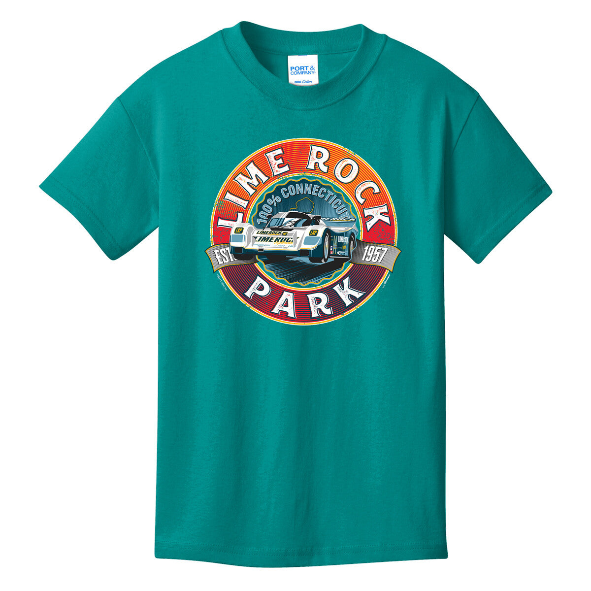 LRP Wheelie Car Youth Tee - Aqua