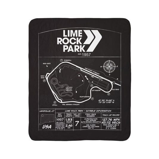 Lime Rock Park Track Map Fleece Sherpa Blanket