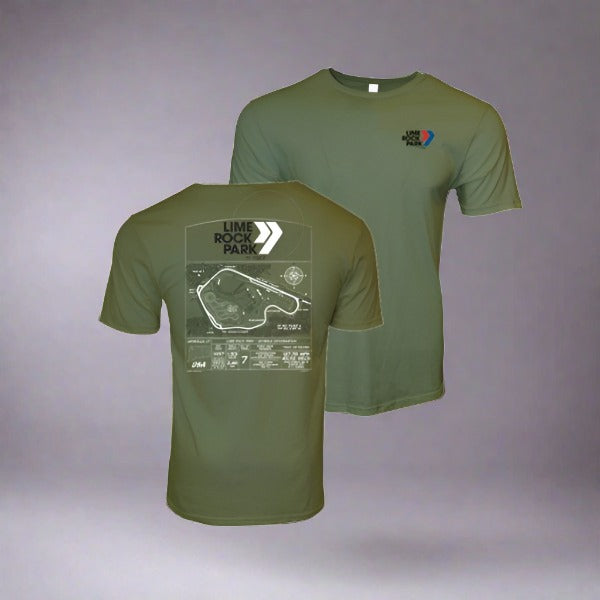 Lime Rock Park Blueprint Tee - Military Green