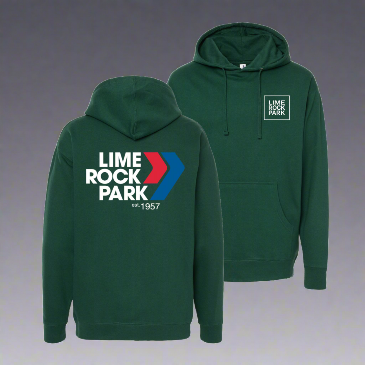 Lime Rock Park Est 1957 Hooded Sweatshirt - Forest Green