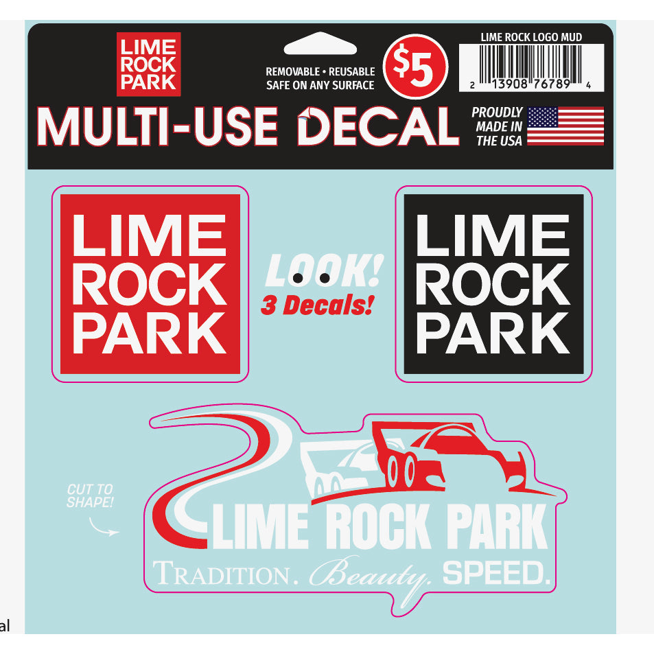 Lime Rock 3 Logos Decal - Multi-use